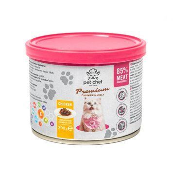 Вологий корм для котів Pet Chef шматочки в желе з куркою 200г 94066* фото