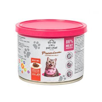 Вологий корм для котів Pet Chef шматочки в желе М&rsquo;ясний мікс 200 г 94059* фото