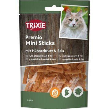 Ласощі Trixie Premio Chicken Mini Sticks для котів мініпалички з куркою та рисом 50 г 42708 фото