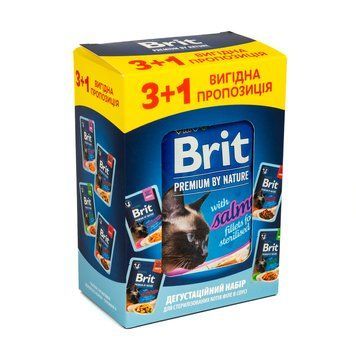 НАБІР Корм вологий Brit Premium Delicate Fillets in Gravy для котів3+1 VAFO_1733 фото