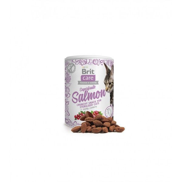 Ласощі Brit Care Superfruits Salmon д/стерилізованих котів з лососем шипшиною та журавлиною 100 г 111270 фото
