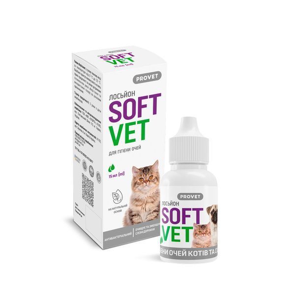 Лосьйон Provet SOFTVET для гігієни очей котів і собак 15 мл PR244007 фото