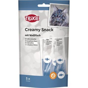Ласощі Trixie Creamy Snacks для котів з білою риби 5 шт х 14 г 42683 фото