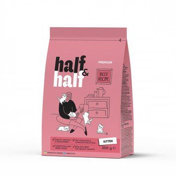 Корм сухий HalfHalf для кошенят з яловичиною 300 г 20925 фото