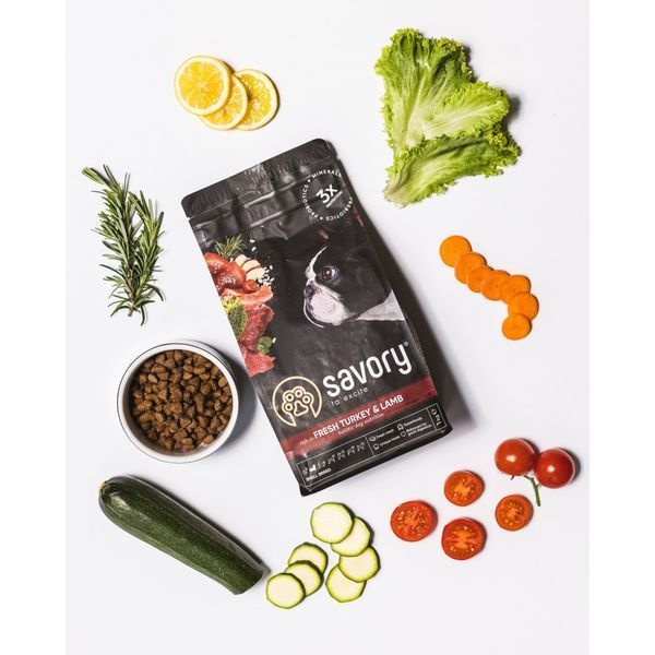 Корм сухий Savory Small Breed rich in Fresh Turkey and Lamb для дорослих собак малих порід зі свіжим ягням та індичкою 1 кг 30341 фото