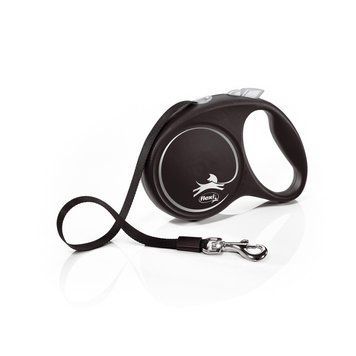 Повідець-рулетка Flexi для собак Black Design стрічка чорна розмір M 5 м/25 кг FL 034002 фото