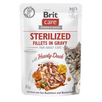 Корм вологий Brit Care Fillets in Gravy Hearty Duck Sterilized д/стерилізованих котів філе в соусі з качкою 85 г 101043 фото