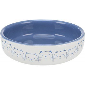 Миска Trixie для котів короткомордих порід Hello my little cat синя/біла керамічна 15 см 300 мл 24770 фото