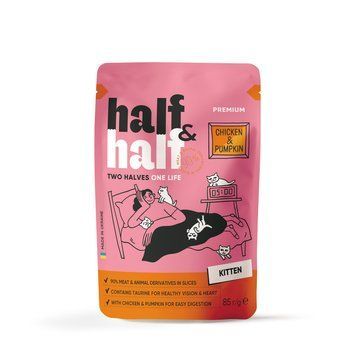 Корм вологий Half&Half для кошенят з куркою та гарбузом в соусі 85 г HH_21946 фото
