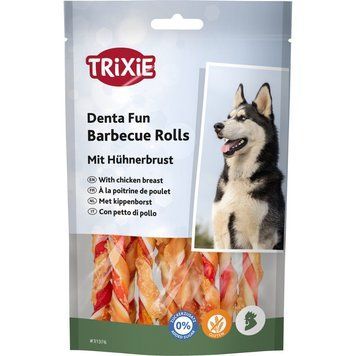 Ласощі Trixie Denta Fun Barbecue Rolls with chicken breast для собак Паличка для чищення зубів з курячою грудкою 12 см 80 г 31376 фото