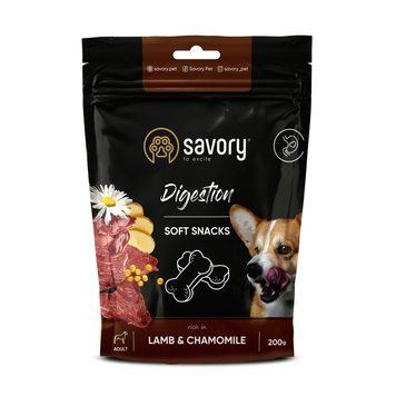 М&rsquo;які ласощі Savory Digestion Lamb and Chamomile для собак усіх порід для покращення травлення з ягням та ромашкою 200 г 31348 фото