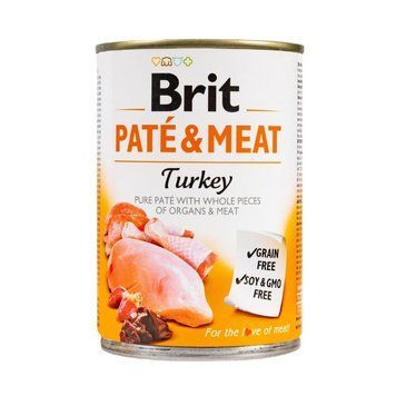 Корм вологий Brit Care Pate and Meat для дорослих собак з індичкою 400 г 100865/100074/0298 фото