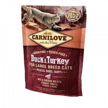 Корм сухий Carnilove Cat Large Breed для дорослих котів великих порід з качкою та індичкою 400 г 170195/2775 фото