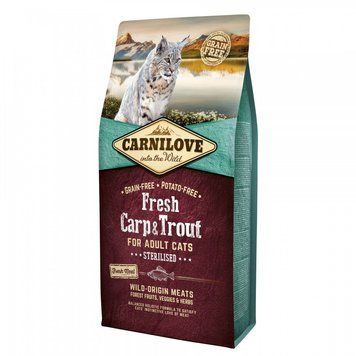 Корм сухий Carnilove Fresh Carp and Trout Sterilised for Adult cats для дорослих стерилізованих та кастрованих котів з короп 170878/7465***** фото