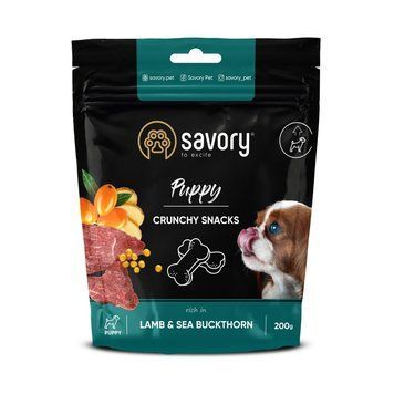 Хрусткі ласощі Savory Puppies Lamb and Sea Buckthorn для цуценят усіх порід для здорового росту з ягням та обліпихою 200 г 31379 фото